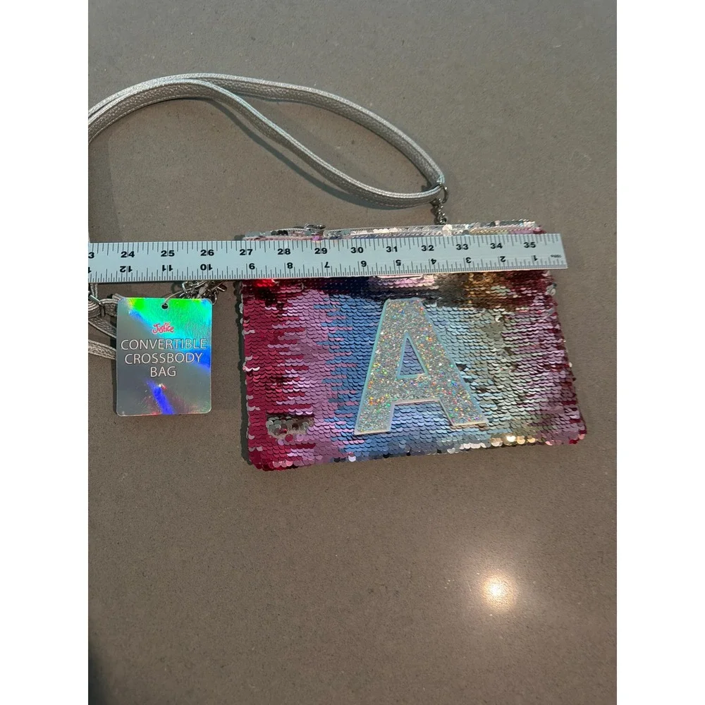 Justice Girls Ombre Flip Sequin Initial A Convertible Crossbody Bag NEW